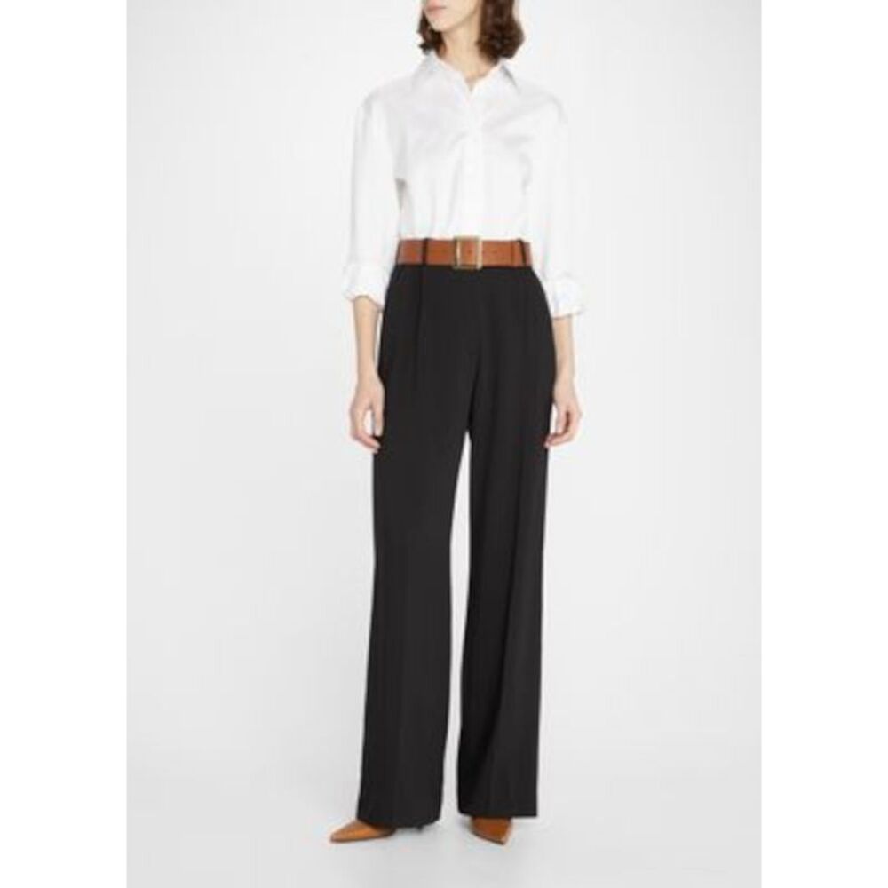 SERGIO HUDSON Womens White Cuffed Sleeve Collared Wear To Work Button Up Top M